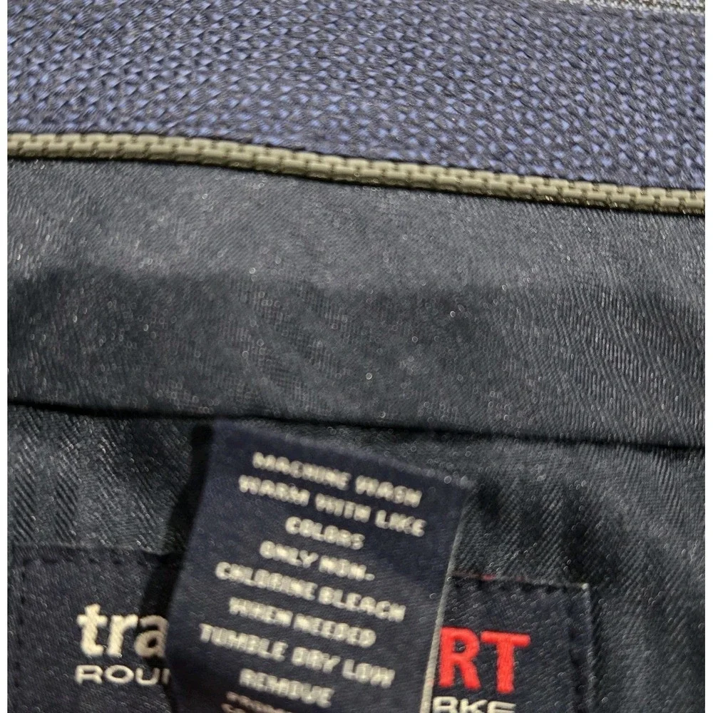 Mens  Travelsmart Dress Pants 40x32‎ Gray/ Blue Microcheck NWT Roundtree  York